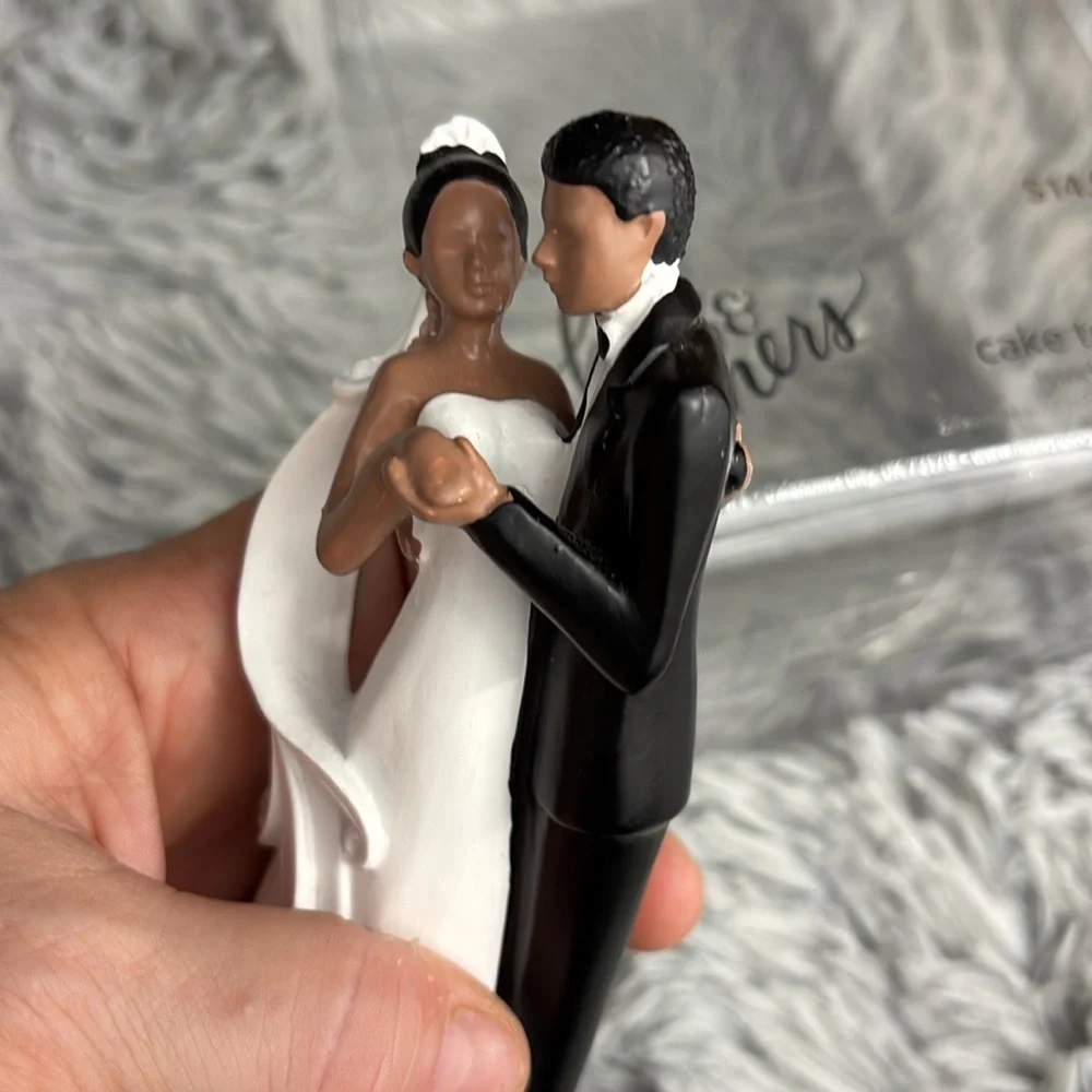NWT STUDIO HIS & HERS Elegant Wedding Cake Topper with Bride and Groom Ethnic